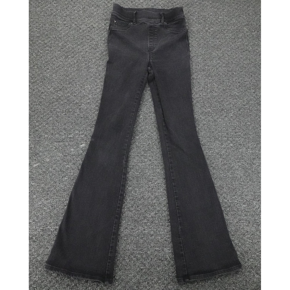 Spanx Jeans Womens Black Small Flare Pull On Stretch Denim Shaping Boho Hippie